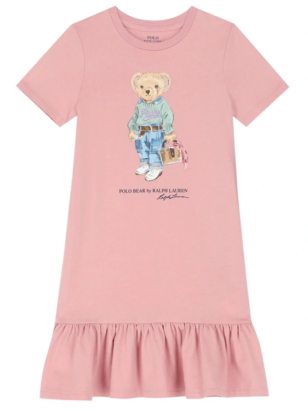 Polo Ralph Lauren Girls Pink Bear  Dress Preppy Sunmer Spring Wedding Guest 6